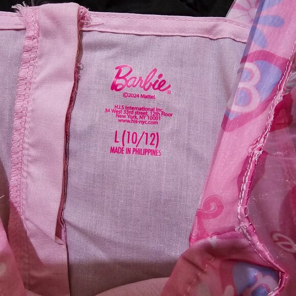 Barbie Girls Dress Rainbow Pattern Printed Puff Short Sleeve Pink Pullover Style - Picture 3 of 8